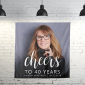 40歳の誕生日パーティーフォトホワイトスクリプト応援 タペストリー