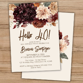 40歳の誕生日パーティーブラウンベージュアイボリー花 招待状