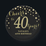 40歳の誕生日パーティーブラックと金ゴールドダイヤ ペーパープレート<br><div class="desc">40歳誕生日パーティーブラックアンド金ゴールド紙プレート</div>