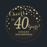 40歳の誕生日パーティーブラックと金ゴールドダイヤ ペーパープレート<br><div class="desc">40歳誕生日パーティーブラックアンド金ゴールド紙プレート</div>