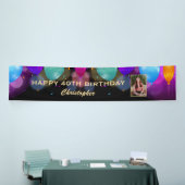 40歳の誕生日パーティーブラックと金ゴールドバルーン写真 横断幕 (トレードショー)