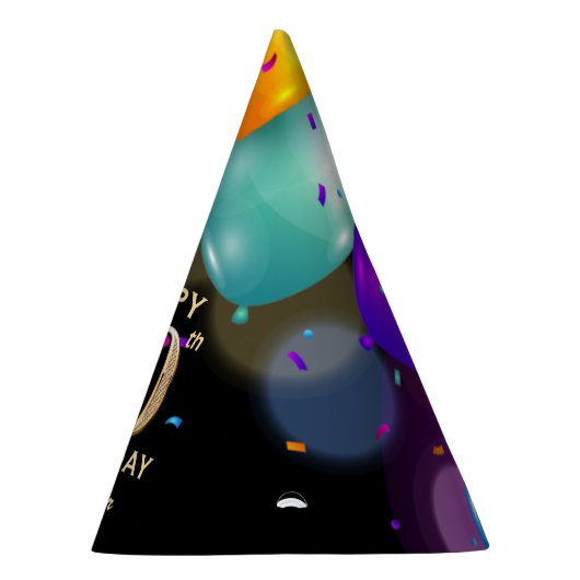 40歳の誕生日パーティーブラックと金ゴールドパーティーハット パーティーハット (右)