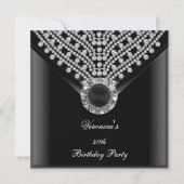 40歳の誕生日パーティーブラックダイヤモンド画像 招待状 (正面)