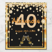 40歳の誕生日パーティーブラック金ゴールドダイヤモンド ワインラベル (シングルラベル)