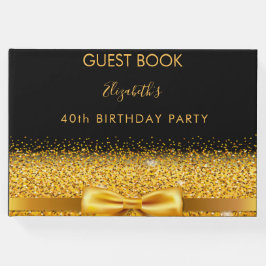 40歳の誕生日パーティーブラック金ゴールドボウグラーム輝き ゲストブック