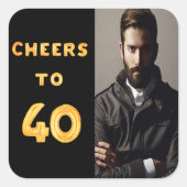 40歳の誕生日パーティーブラック金ゴールド応援40人に スクエアシール (正面)