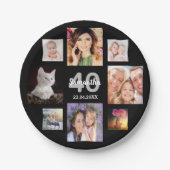 40歳の誕生日パーティーブラック・フォトコラージュ女性 ペーパープレート (正面)