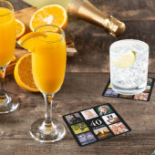 40歳の誕生日パーティーブラック・フォト・コラージュの男性 スクエアペーパーコースター