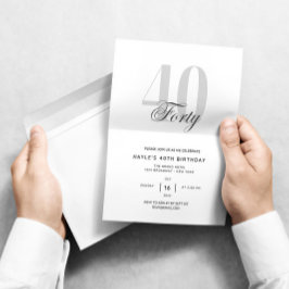 40歳の誕生日パーティーブラック&ホワイトシック 招待状