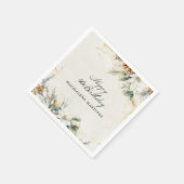 40歳の誕生日パーティーホワイトウィンターフローラ スタンダードカクテルナプキン (角)