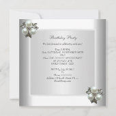 40歳の誕生日パーティーホワイトパールダイヤモンドジュエル 招待状 (裏面)