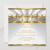 40歳の誕生日パーティーホワイト金ゴールドシルバーヒール 招待状 (裏面)