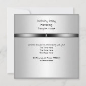 40歳の誕生日パーティーメンズドリンクメタルブラックシルバー 招待状 (裏面)