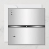 40歳の誕生日パーティーメンズドリンクメタルブラックシルバー 招待状 (裏面)