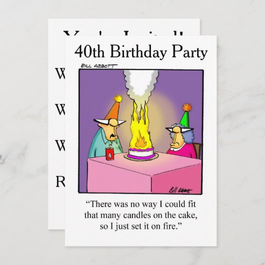 40歳の誕生日パーティーユーモアのある招待状 招待状 (正面/裏面)