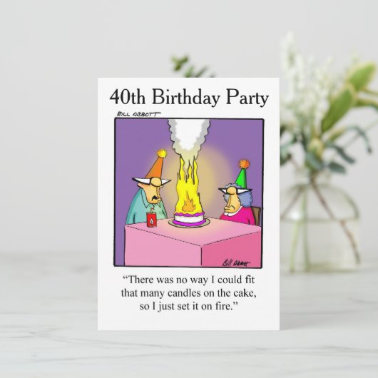 40歳の誕生日パーティーユーモアのある招待状 招待状 (スタンド正面)