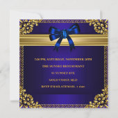 40歳の誕生日パーティーリッチ王室のブルー金ゴールドジュエル 招待状 (裏面)