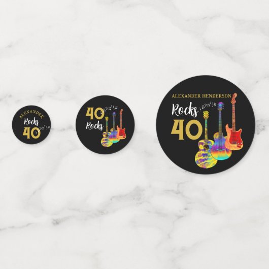 40歳の誕生日パーティーロックアンドロールパーソナライズされた コンフェッティ (正面)