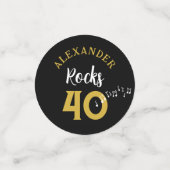 40歳の誕生日パーティーロックアンドロールパーソナライズされた コンフェッティ (スモール正面)
