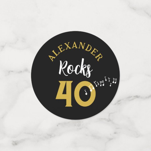40歳の誕生日パーティーロックアンドロールパーソナライズされた コンフェッティ (スモール正面)