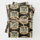 40歳の誕生日パーティーヴィンテージをテーマにした名前をカスタムする ラッピングペーパーシート (インサイチュ)