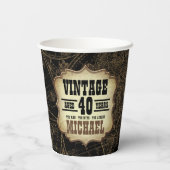 40歳の誕生日パーティーヴィンテージテーマ世界地図 紙コップ (裏面)