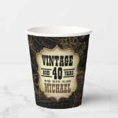 40歳の誕生日パーティーヴィンテージテーマ世界地図 紙コップ (正面)