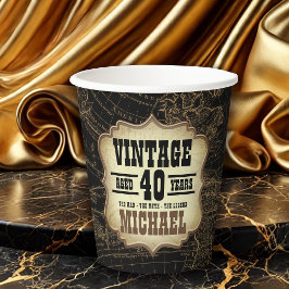 40歳の誕生日パーティーヴィンテージテーマ世界地図 紙コップ