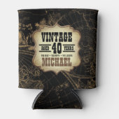 40歳の誕生日パーティーヴィンテージテーマ世界地図 缶クーラー (正面)