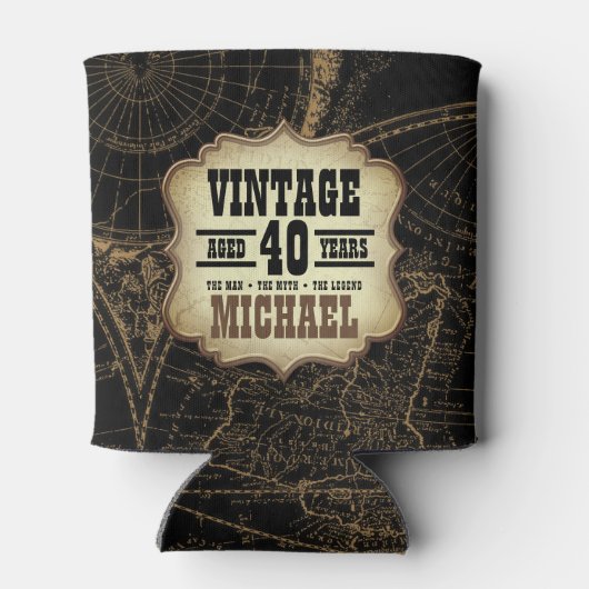 40歳の誕生日パーティーヴィンテージテーマ世界地図 缶クーラー (裏面)