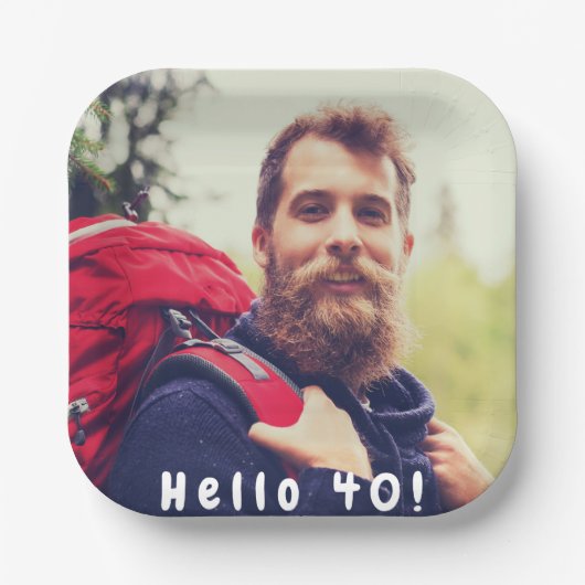 40歳の誕生日パーティー写真こんにちは40人の男性 ペーパープレート (正面)
