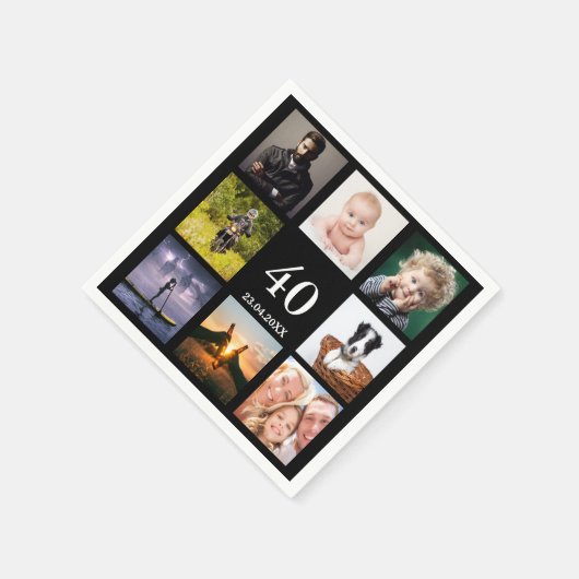 40歳の誕生日パーティー写真の男の子黒人 スタンダードカクテルナプキン (角)