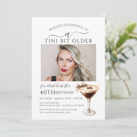 40歳の誕生日パーティー写真エスプレッソ・マルティーニ 招待状 (スタンド正面)
