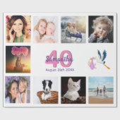 40歳の誕生日パーティー写真コラージュ女性ホワイト ラッピングペーパー (フラット)