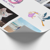 40歳の誕生日パーティー写真コラージュ女性ホワイト ラッピングペーパー (角)