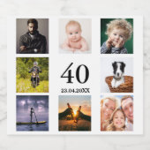 40歳の誕生日パーティー写真コラージュ男 ビールラベル (シングルラベル)