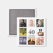 40歳の誕生日パーティー写真コラージュ男 マグネット (正面/裏面)