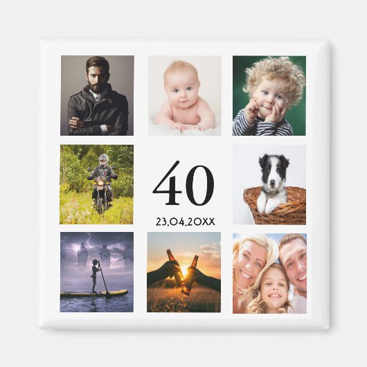40歳の誕生日パーティー写真コラージュ男 マグネット (正面)