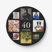 40歳の誕生日パーティー写真コラージュ黒人男性 ペーパープレート (正面)