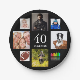 40歳の誕生日パーティー写真コラージュ黒人男性 ペーパープレート
