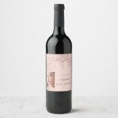 40歳の誕生日パーティー写真バラ金ゴールドグリッター乾燥 ワインラベル (正面)