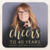 40歳の誕生日パーティー写真応援 スクエアペーパーコースター (正面)