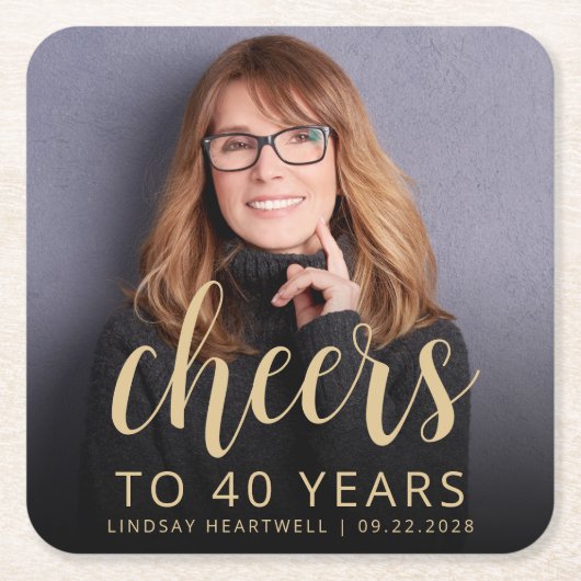 40歳の誕生日パーティー写真応援 スクエアペーパーコースター (正面)