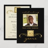 40歳の誕生日パーティー写真招待状 - フォーマル 招待状 (正面/裏面)