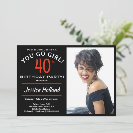 40歳の誕生日パーティー写真招待状 招待状 (スタンド正面)