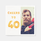 40歳の誕生日パーティー写真金ゴールドバルーン応援 スタンダードカクテルナプキン (正面)