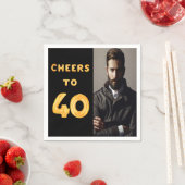 40歳の誕生日パーティー写真金ゴールド応援男 スタンダードカクテルナプキン (インサイチュ)