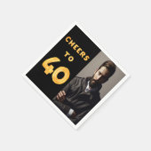 40歳の誕生日パーティー写真金ゴールド応援男 スタンダードカクテルナプキン (角)