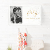 40歳の誕生日パーティー写真金ゴールド紙吹雪 横断幕 (インサイチュ)