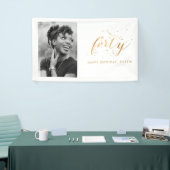 40歳の誕生日パーティー写真金ゴールド紙吹雪 横断幕 (トレードショー)